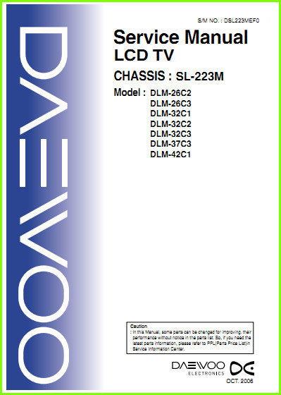 Daewoo шасси SL-223M Схема и руководство по ремонту
