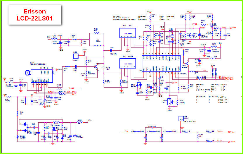 Erisson LCD-22LS01 Схема электрическая принципиальная