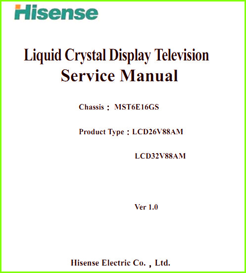 Hisense LCD26V88AM Схема и руководство по ремонту