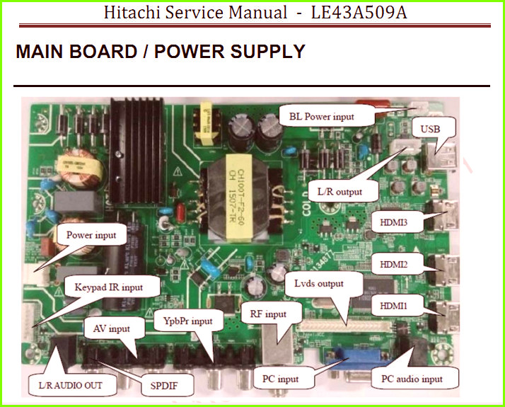 Hitachi LE43A509A руководство по ремонту