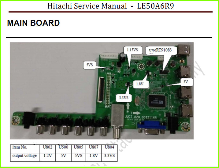 Hitachi LE50A6R9 Руководство по ремонту