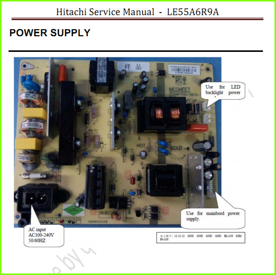 Hitachi LE55A6R9A Руководство по ремонту