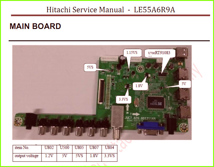 Hitachi LE55A6R9A Руководство по ремонту