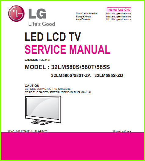 LG 32LM580 Схема и руководство по ремонту