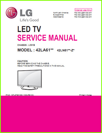 LG 42LA610 Схема и руководство по ремонту