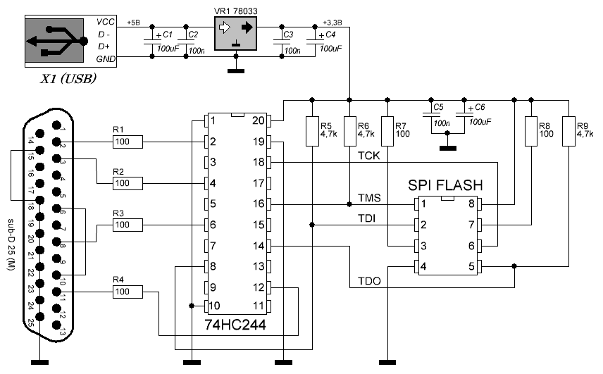 SPI FLASH программатор