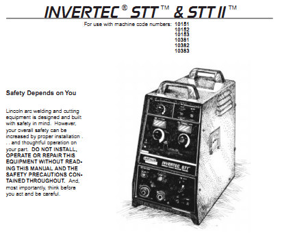 Сварочный инвертор INVERTEC STT  Инструкция по обслуживанию