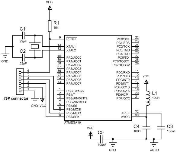подключение AVR микроконтроллеров